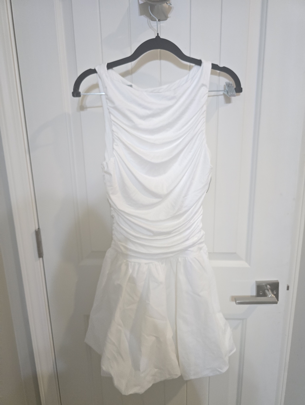 NWT Selfie Leslie Dalayla Sleeveless Balloon Skirt White Bubble Hem Mini Dress S - Picture 5 of 8